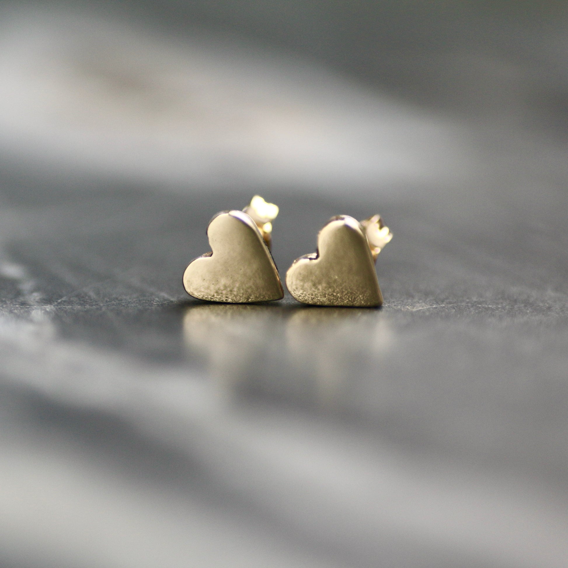 Solid Polished 9ct Gold Heart Stud Earrings image 4