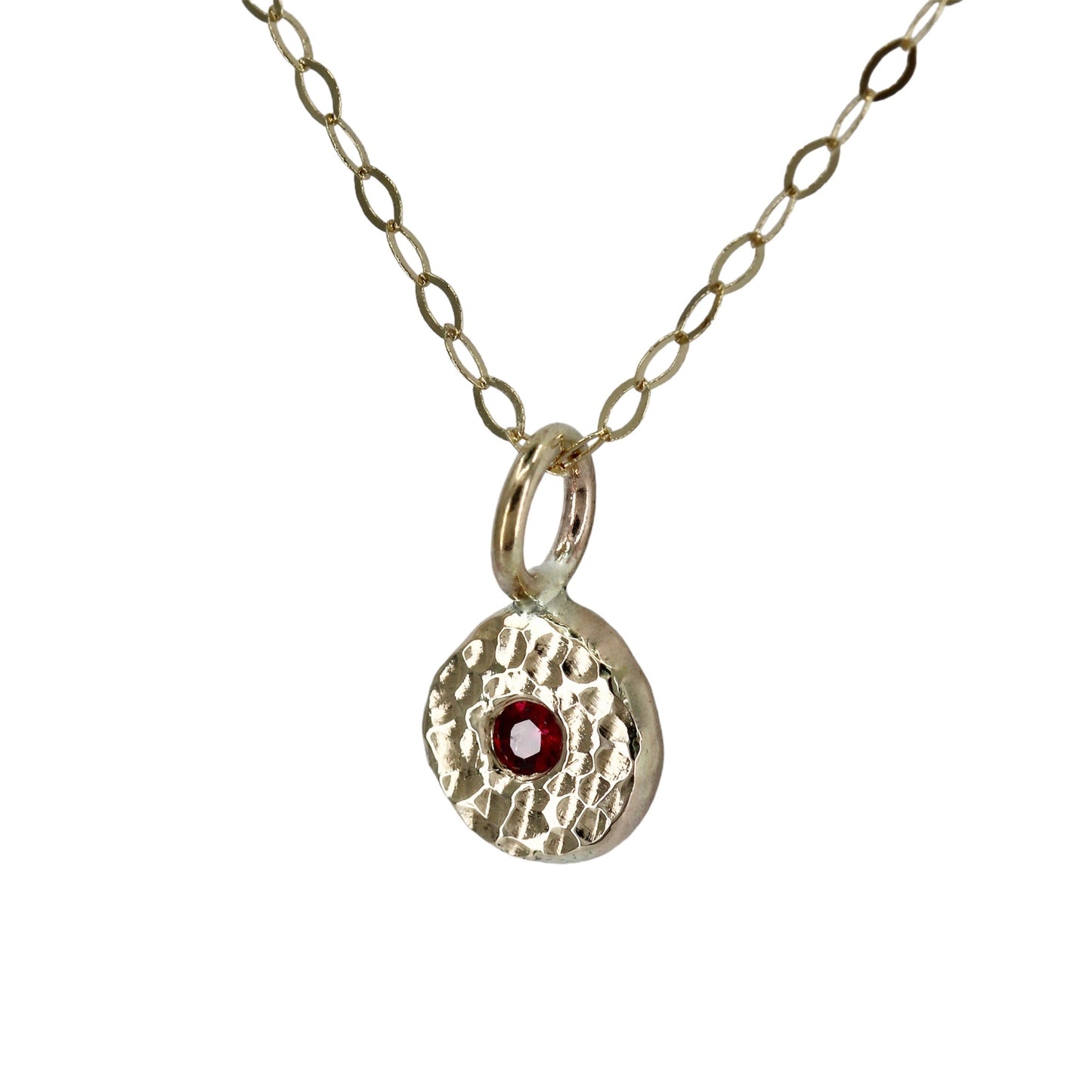 Red Spinel & Recycled Solid 9ct Yellow Gold Pebble Pendant Necklace image 0