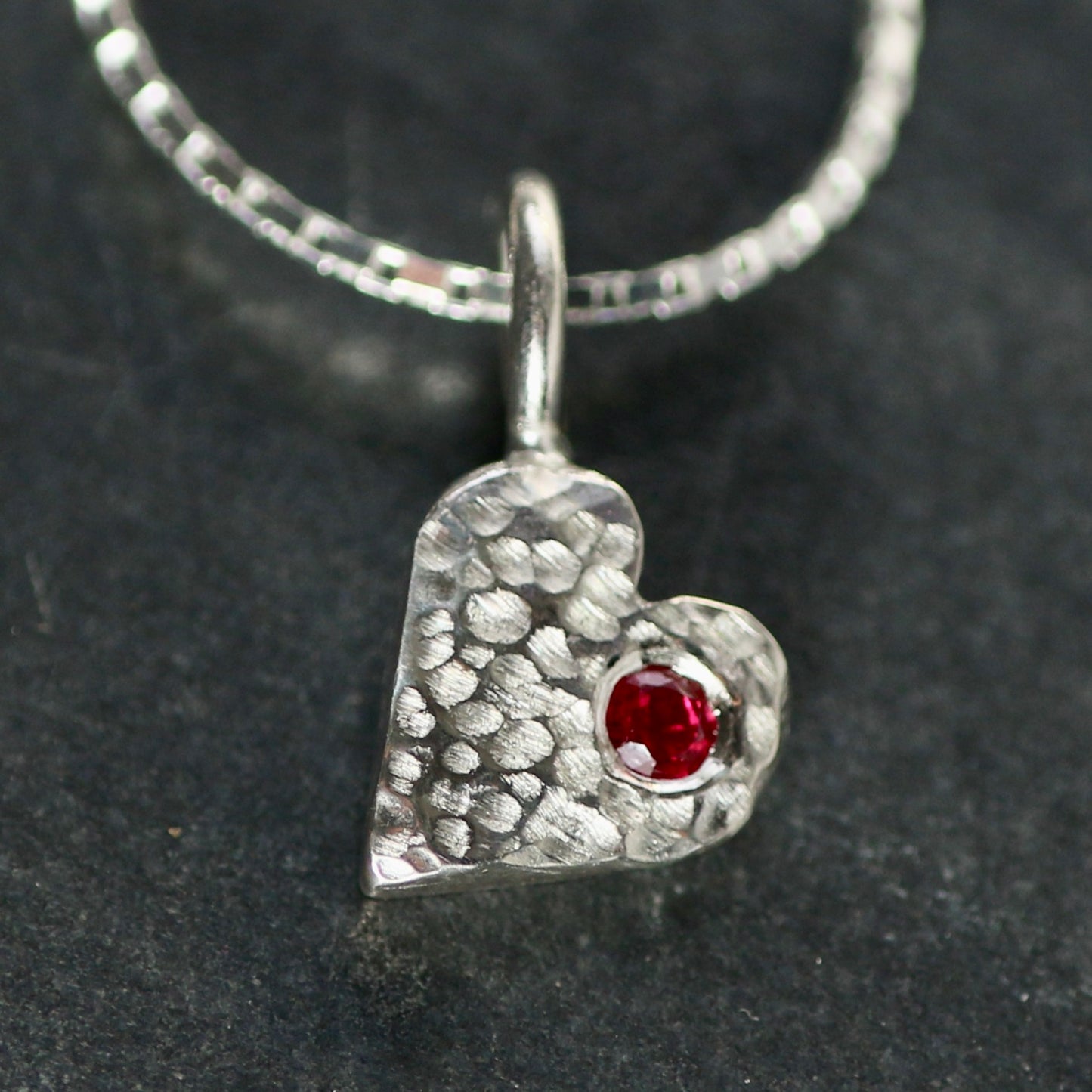 Ruby & Recycled Solid Silver Heart Pendant Necklace image 0
