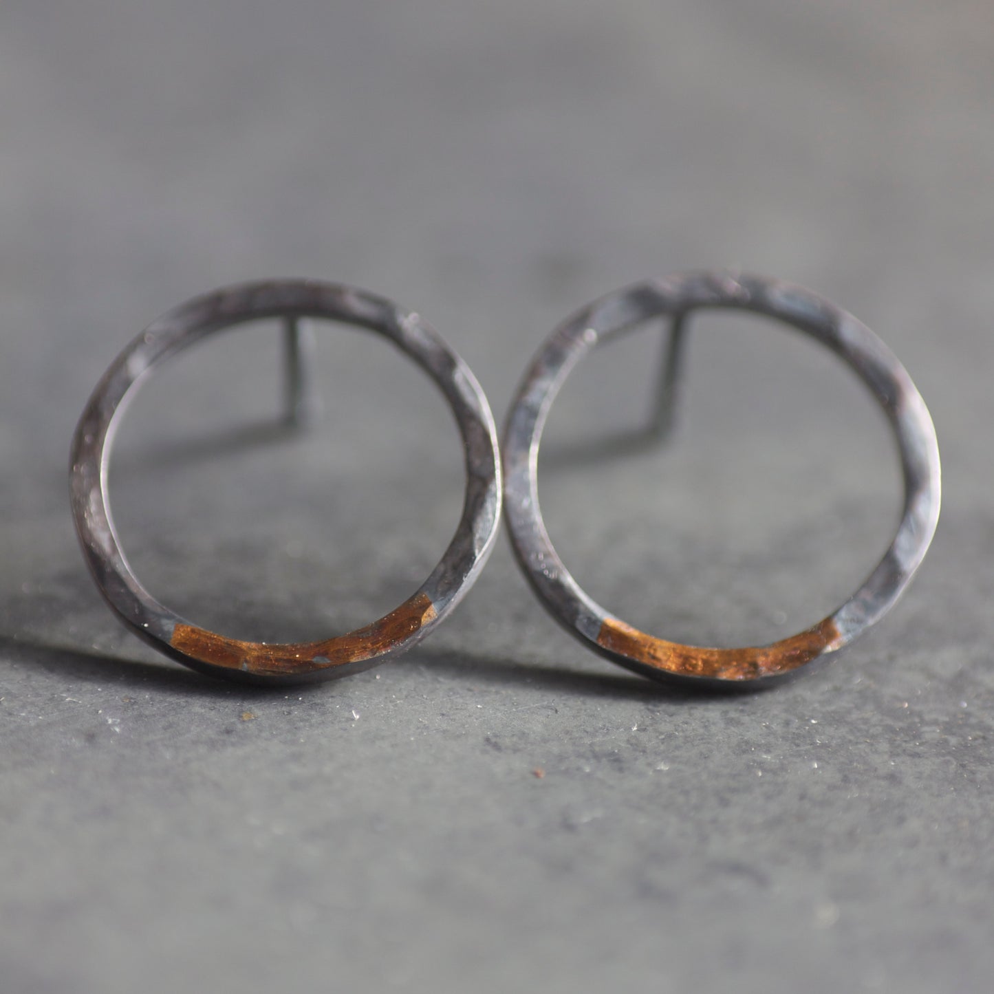 Keum Boo Hammered Sterling Silver & 24ct Gold Hoop Studs image 5