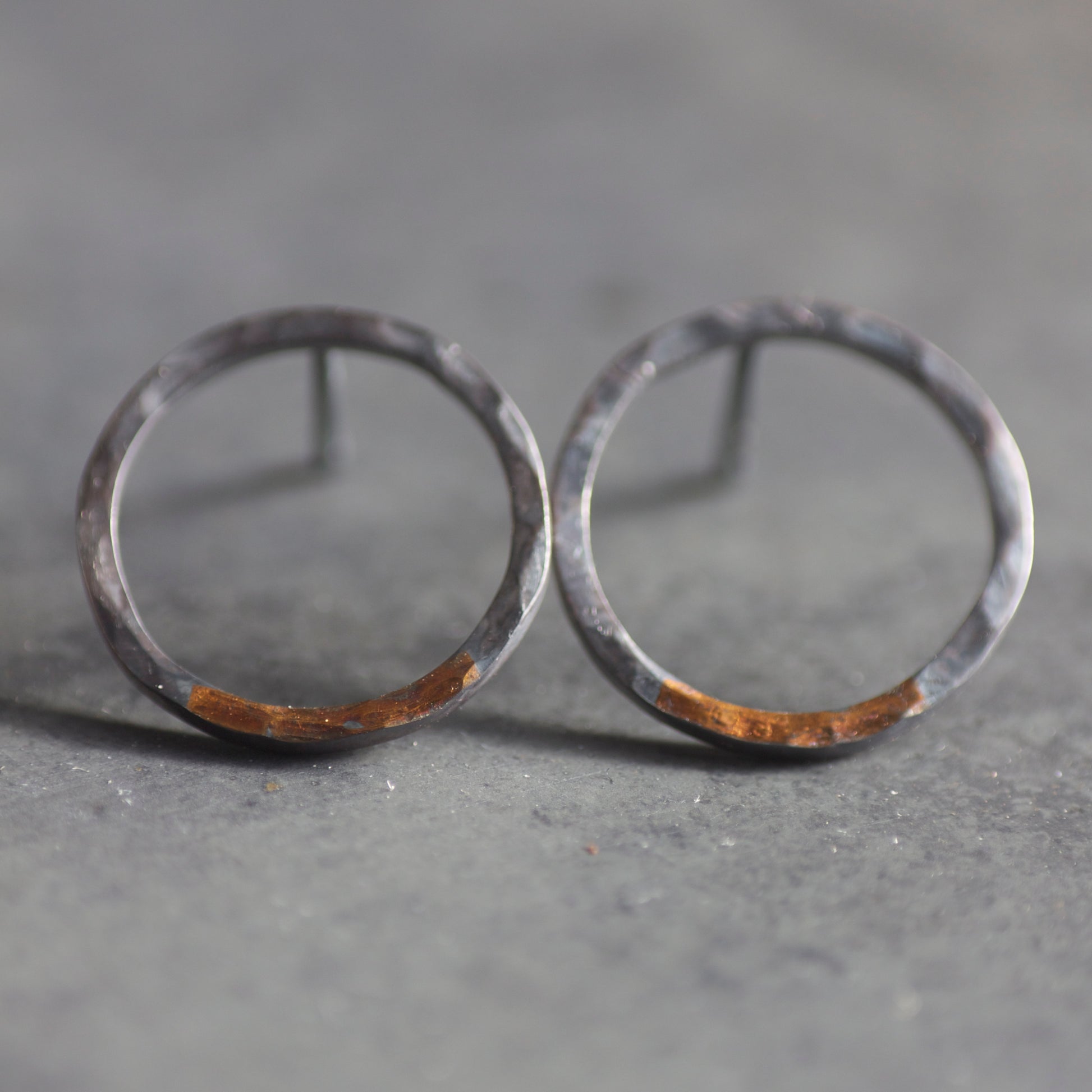 Keum Boo Hammered Sterling Silver & 24ct Gold Hoop Studs image 5