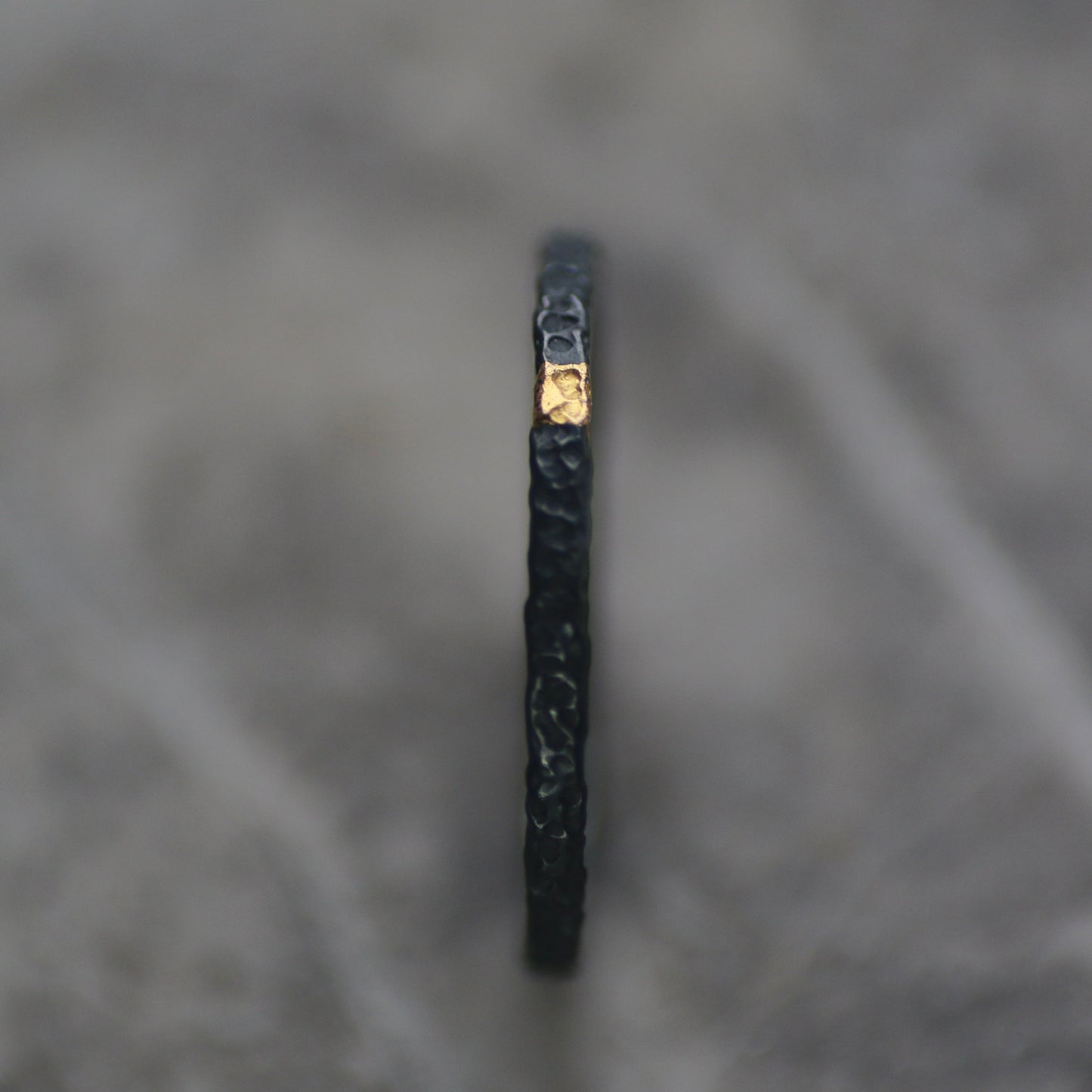 Oxidised Dot Textured Silver & Gold Textured Skinny Stacking Ring image 3