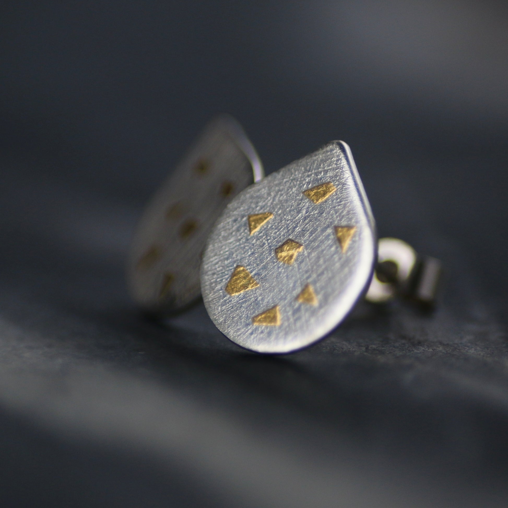 Silver Confetti Keum Boo Studs image 0