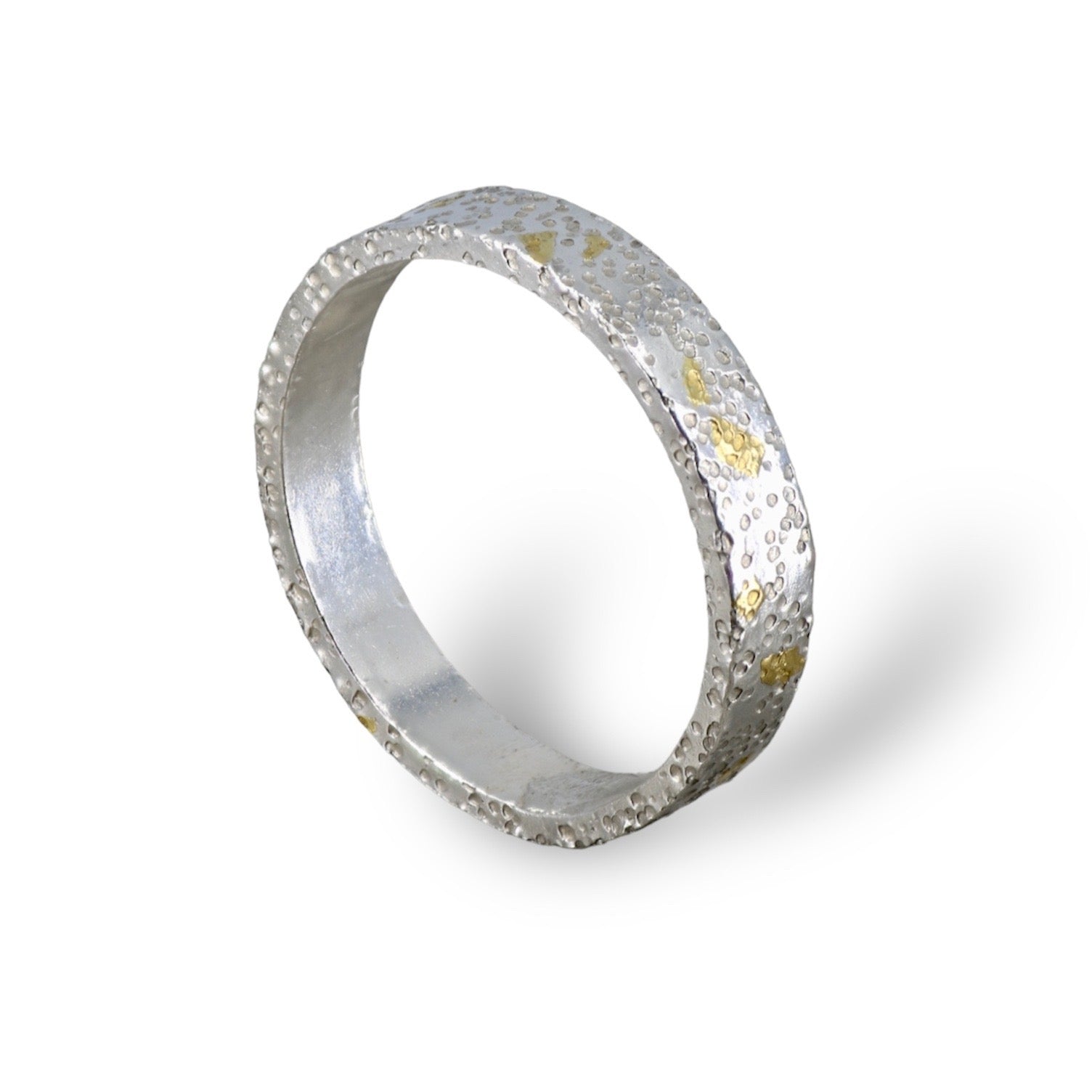 Confetti Keum Boo Silver & Gold Textured 4mm Ring image 0