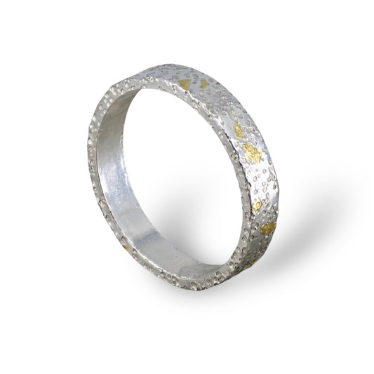 Confetti Keum Boo Silver & Gold Textured 4mm Ring image 0