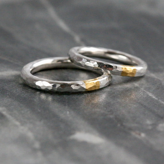 Round 3mm Hammered Silver & Gold Keum Boo Ring image 0