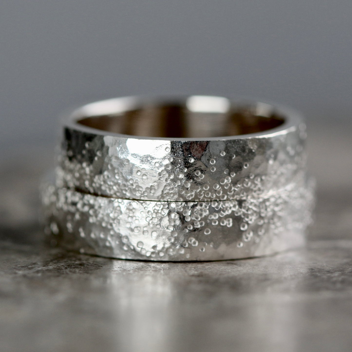 Silver Stipple Textured 5mm Wide Ring image 3