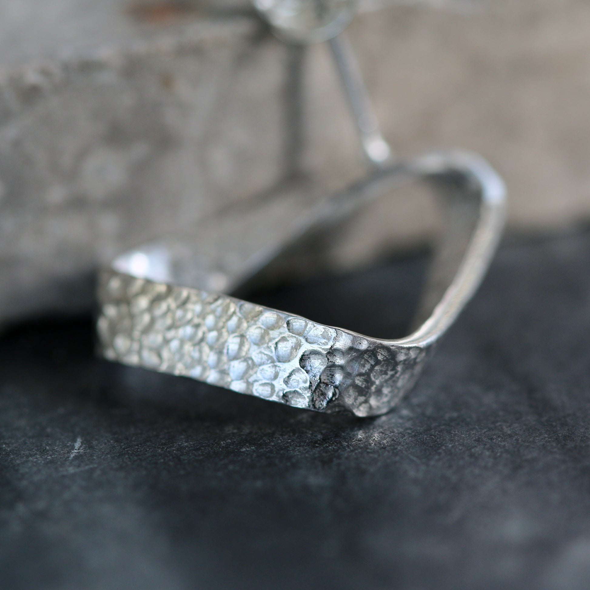 Silver Textured Möbius Twist Ribbon Studs image 4