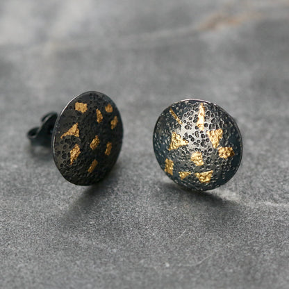 Keum Boo Oxidised Large Circle Confetti Studs image 3