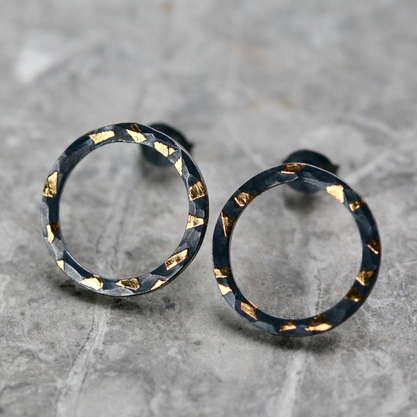 Oxidised Confetti Keum Boo Hoop Studs image 1