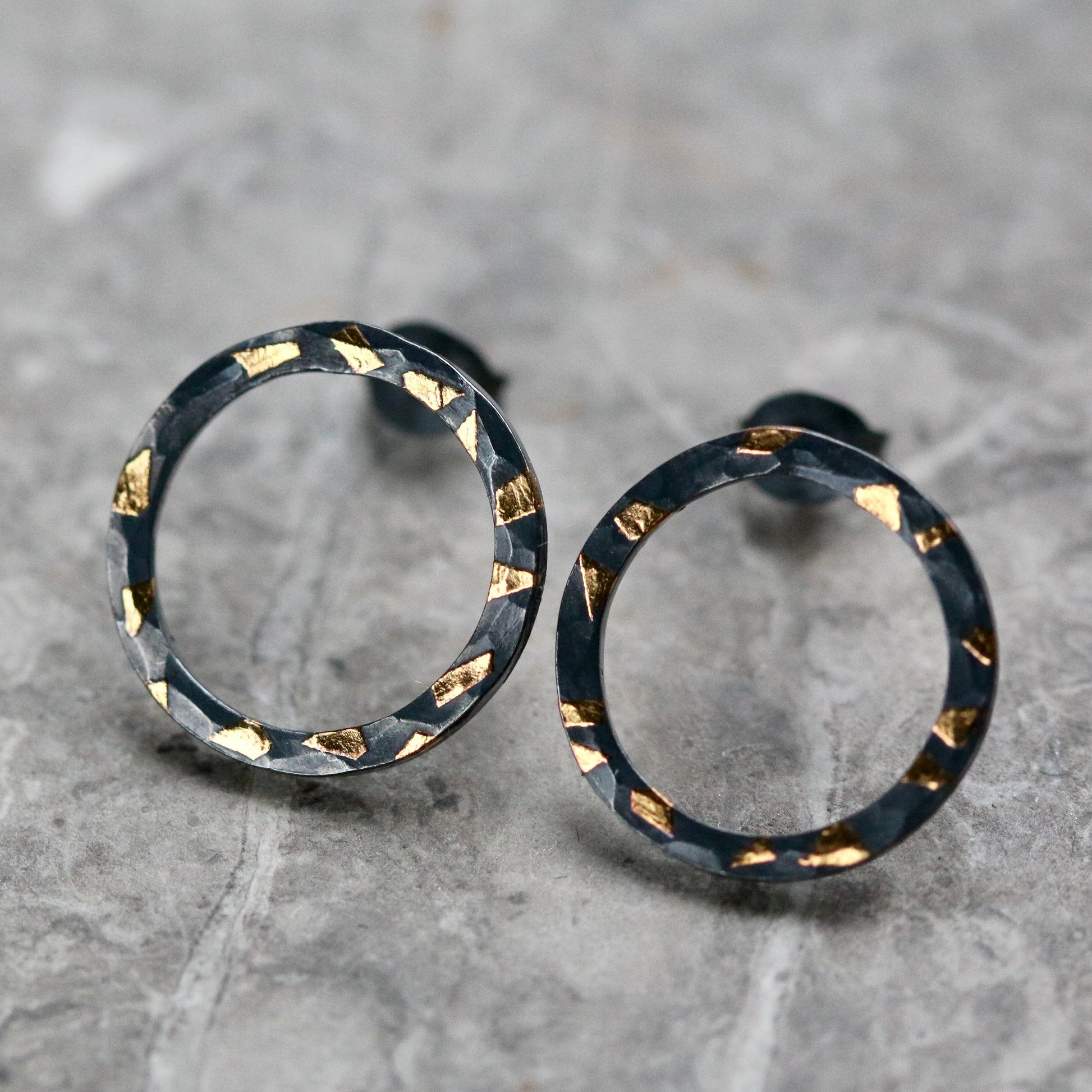 Oxidised Confetti Keum Boo Hoop Studs image 1