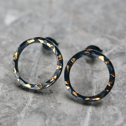 Oxidised Confetti Keum Boo Hoop Studs image 1