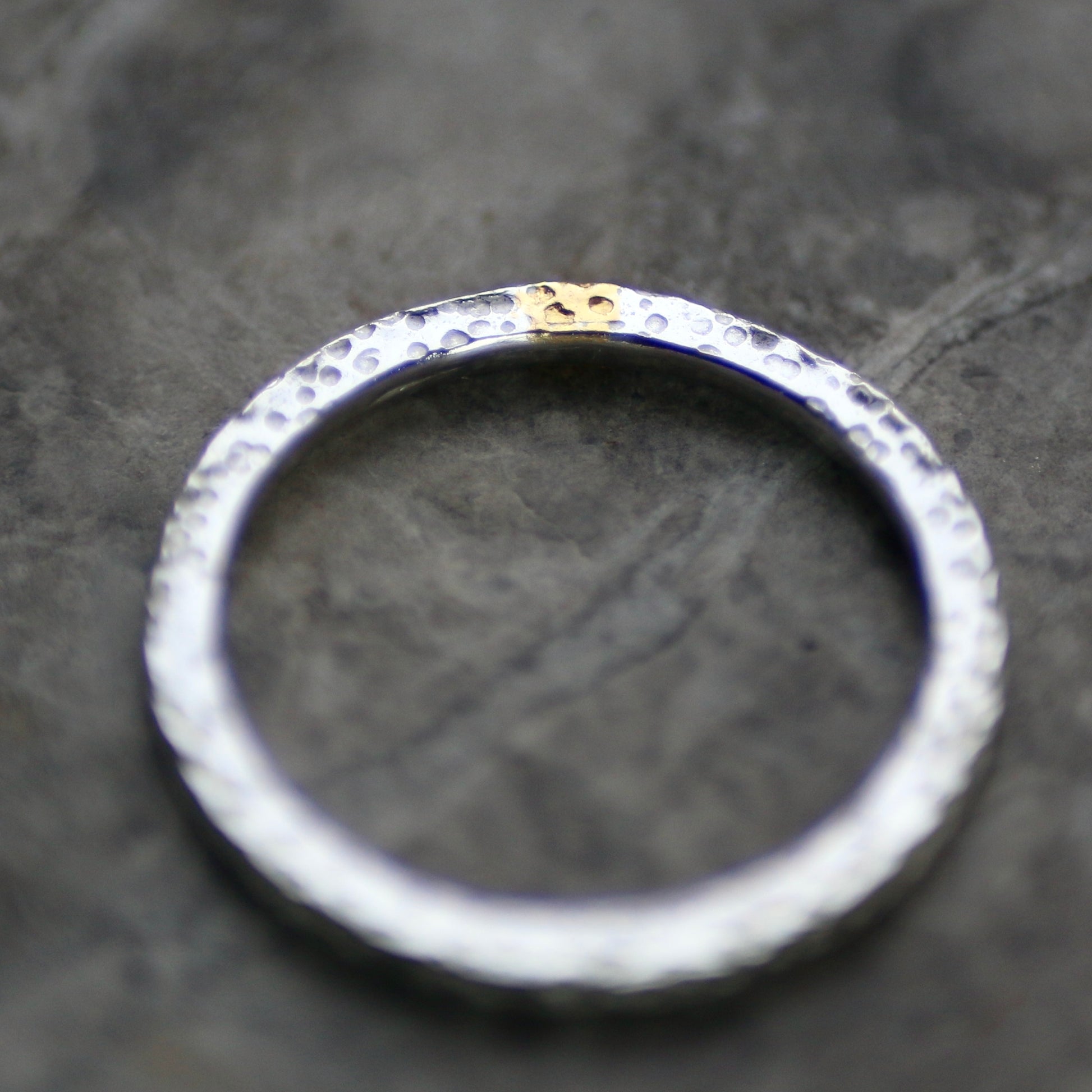 Dot Textured Silver & Gold Textured Skinny Stacking Ring image 3