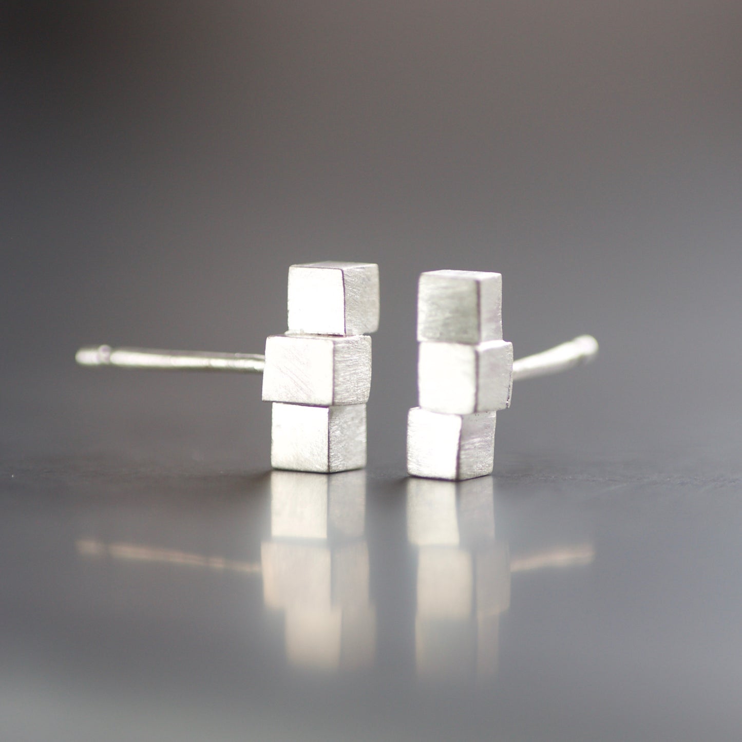 Solid Sterling Cube Stud Earrings image 3