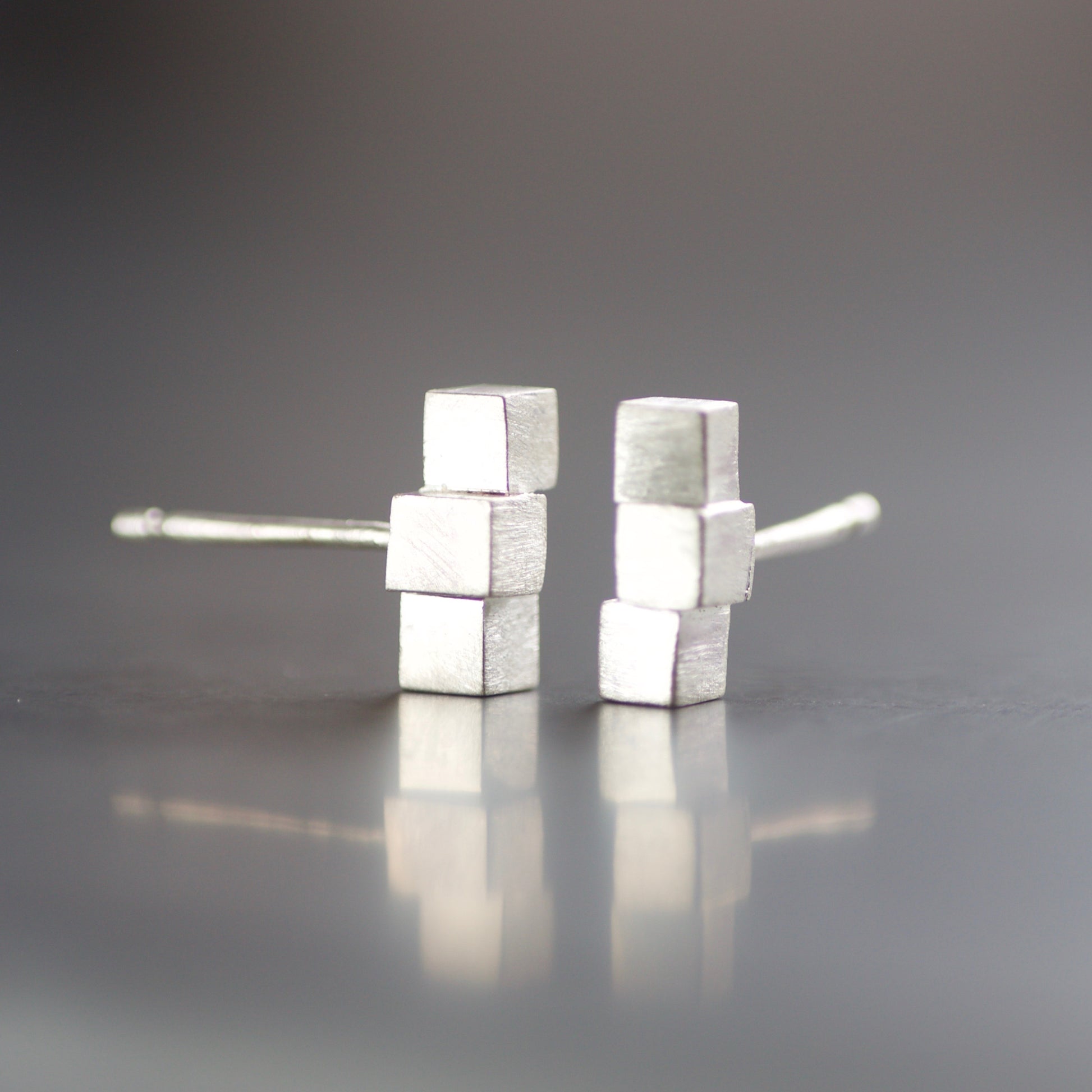 Solid Sterling Cube Stud Earrings image 3