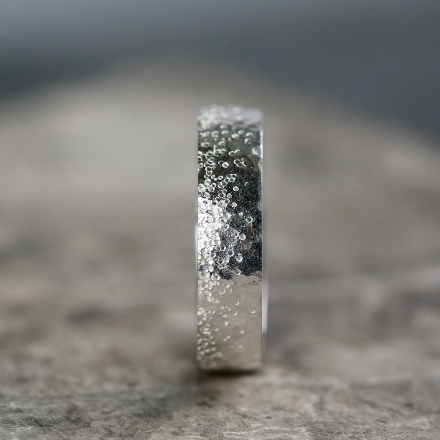 Silver Stipple Textured 5mm Wide Ring image 1