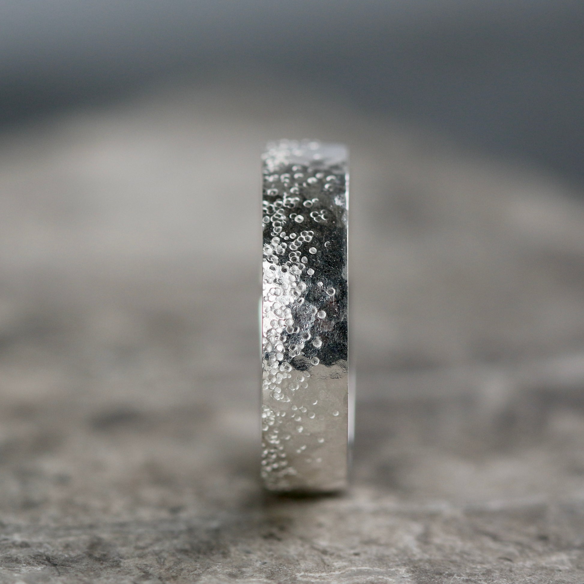 Silver Stipple Textured 5mm Wide Ring image 1