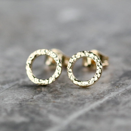 Solid Mini Textured 9ct Yellow Gold Halo Studs image 0