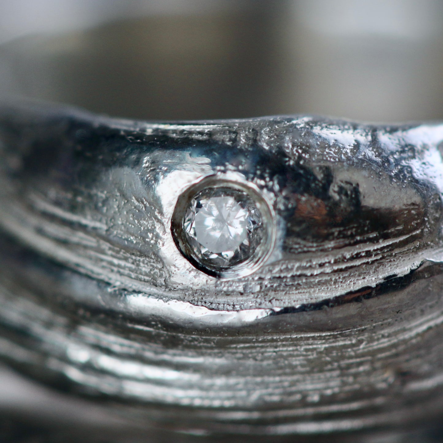 Mitsuro Hikime Silver Band with Salt & Pepper Diamond - R image 7