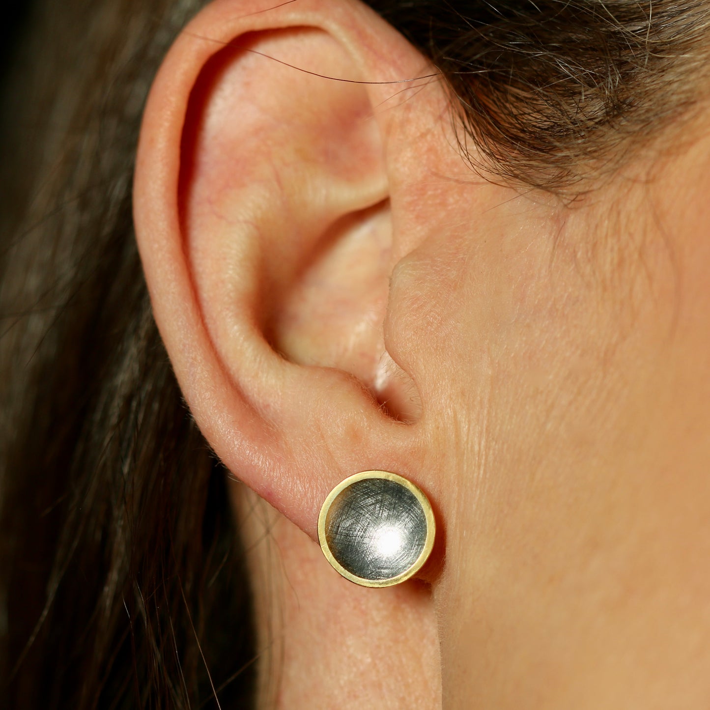 Silver + Gold Concave Disc Studs image 5