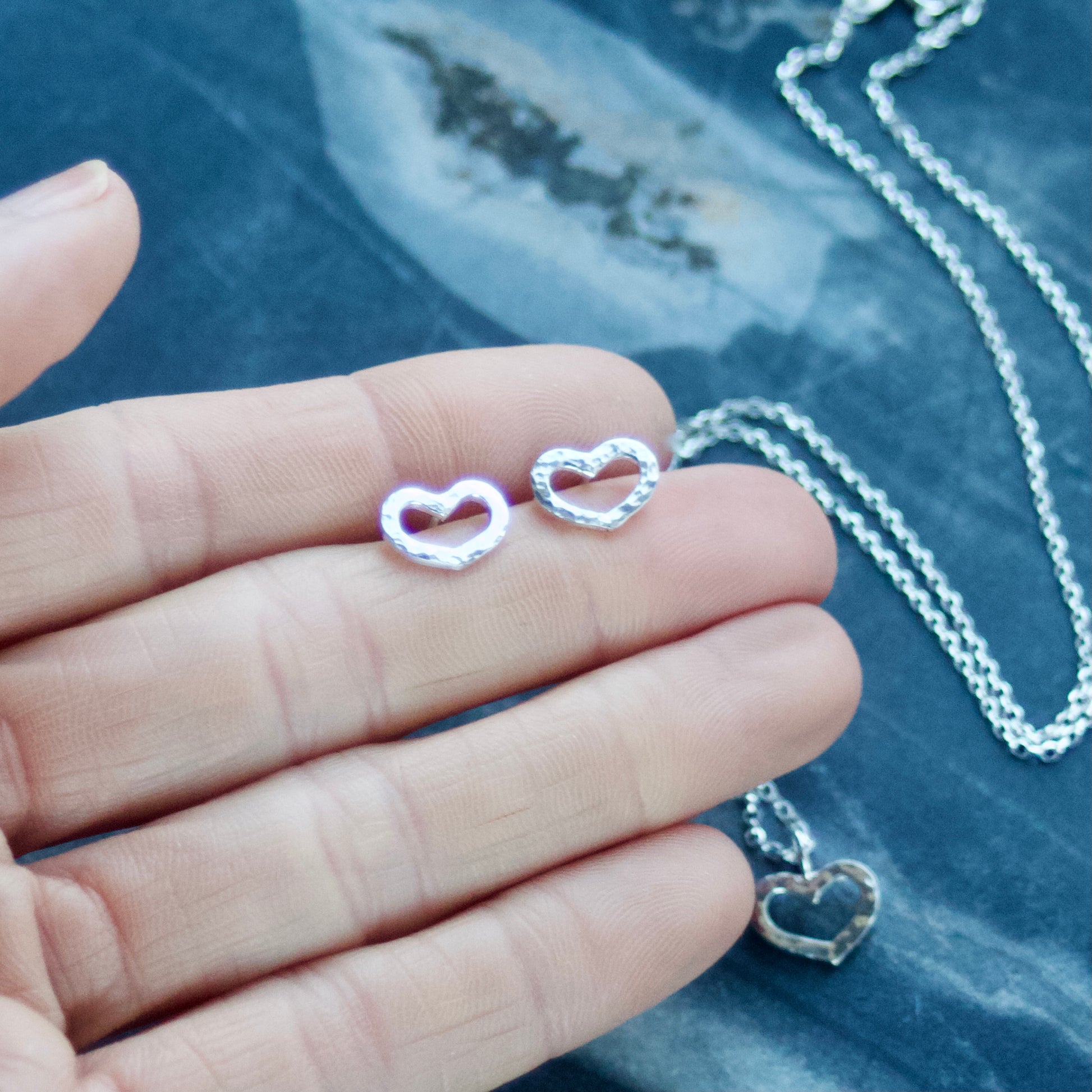Sterling Silver Open Heart Stud Earrings image 5