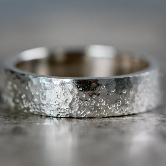 Silver Stipple Textured 5mm Wide Ring image 0