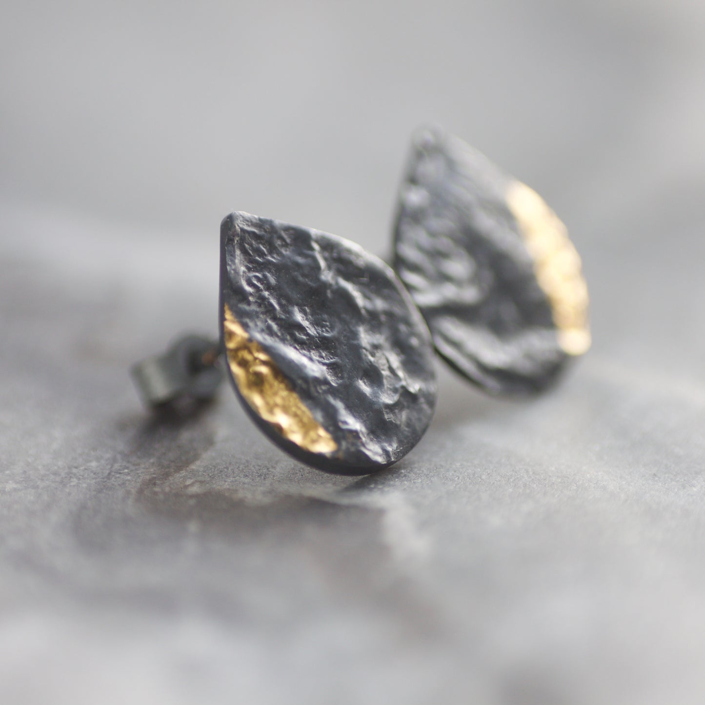 LC Oxidised Keum Boo Teardrop Stud Earrings image 3