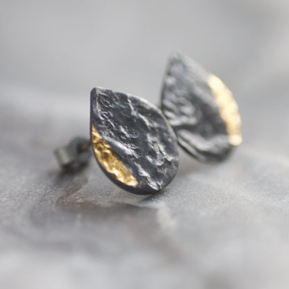 LC Oxidised Keum Boo Teardrop Stud Earrings image 3