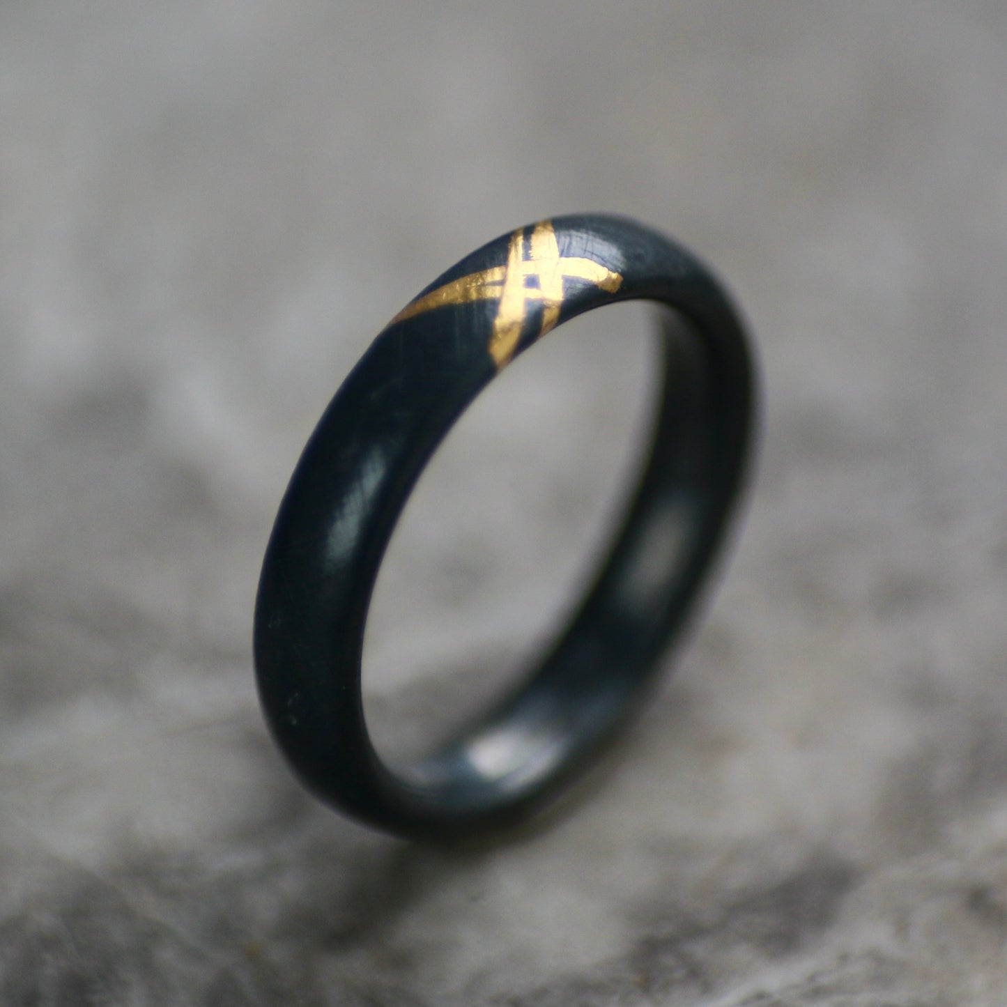 Oxidised Cross Hatch Silver & Gold Textured Chunky Ring image 1