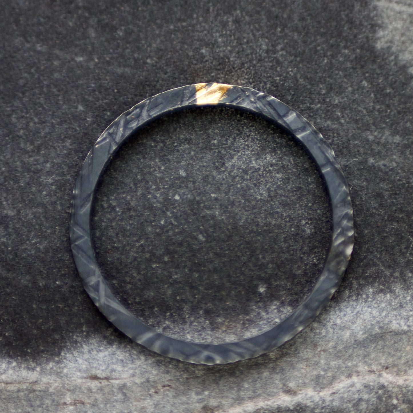 Oxidised Silver & Gold Linear Textured Skinny Ring image 7