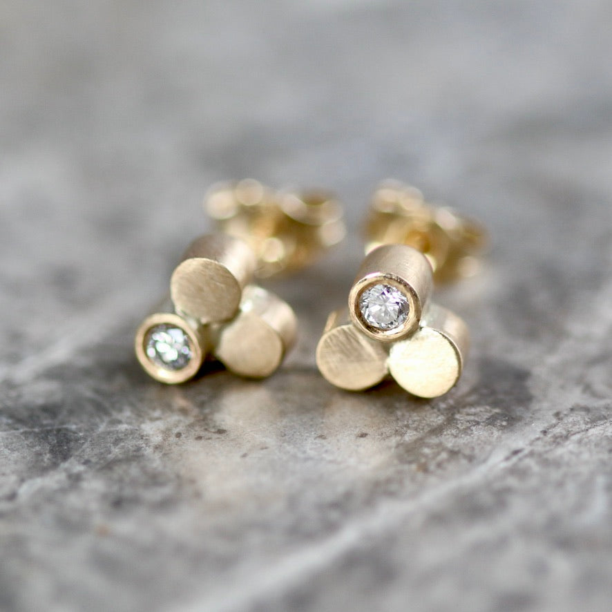 Solid 9ct Gold Diamond Cluster Stud Earrings image 4