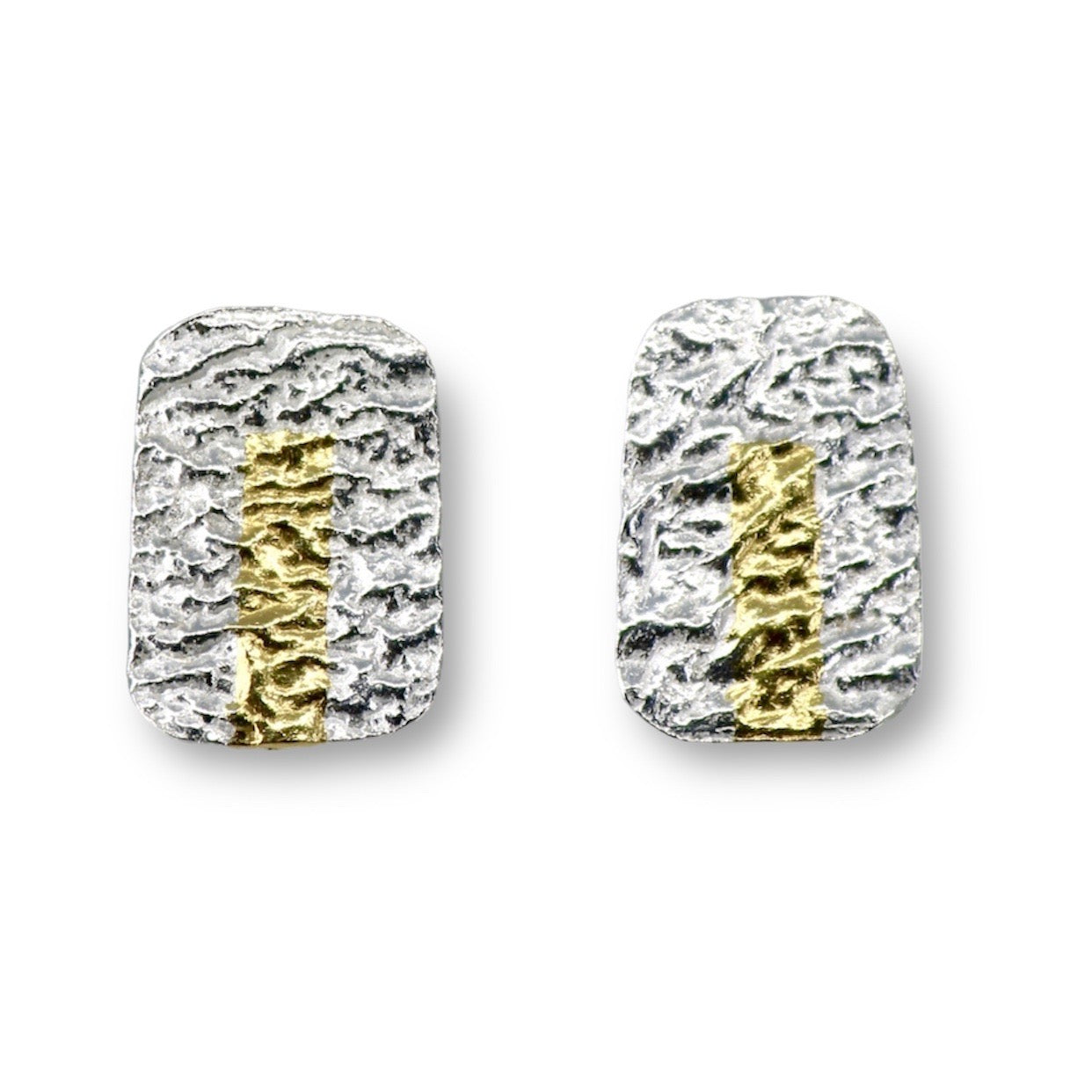 Silver And Gold Keum Boo Block Stud Earrings image 0