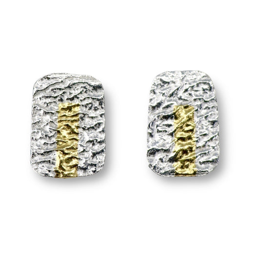Silver And Gold Keum Boo Block Stud Earrings image 0