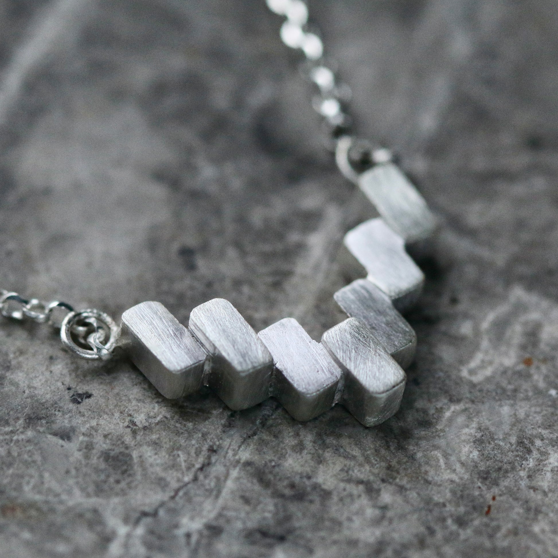 Silver Block Necklace + Earrings Gift Set image 5