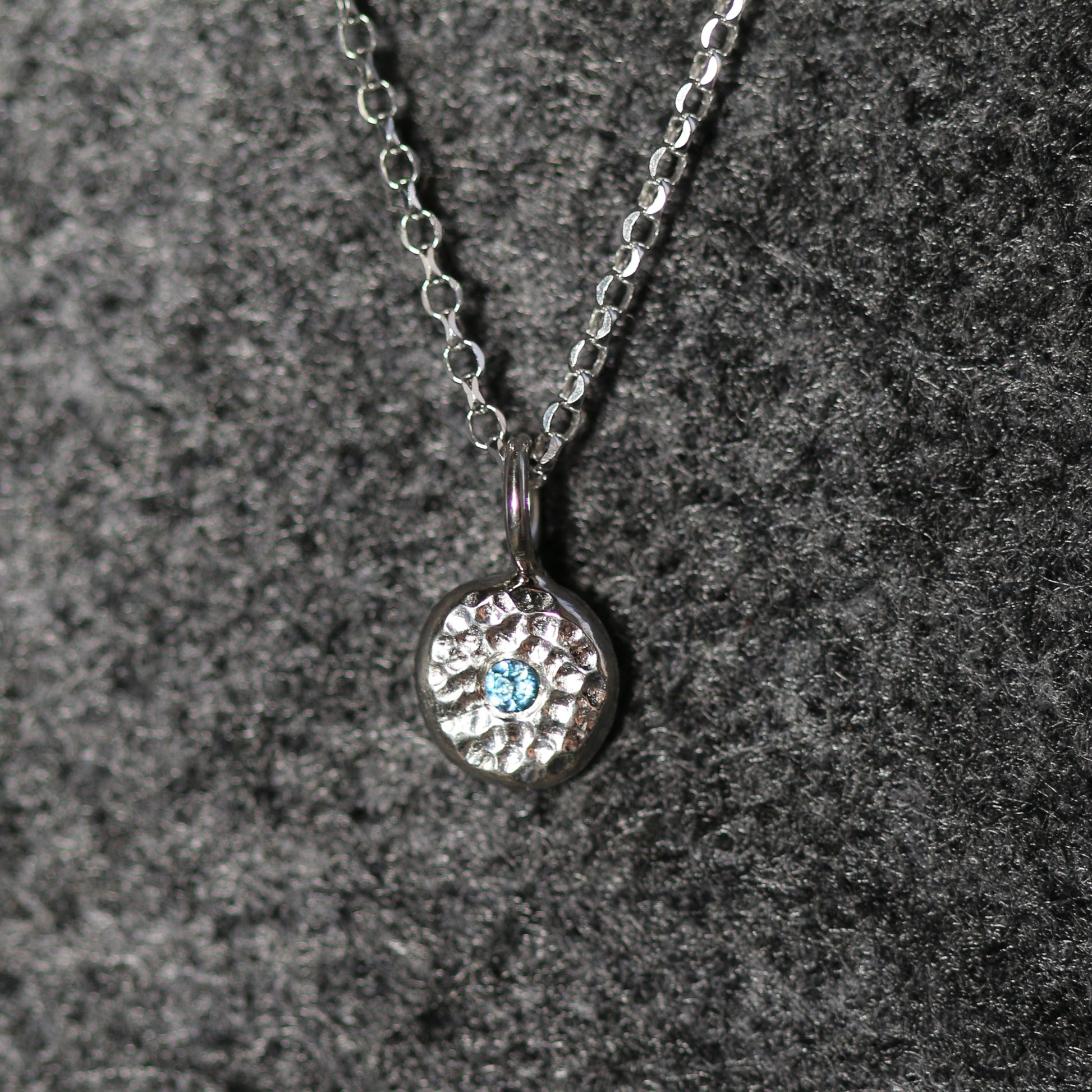 Solid Silver Pebble & Aquamarine Pendant Necklace image 3