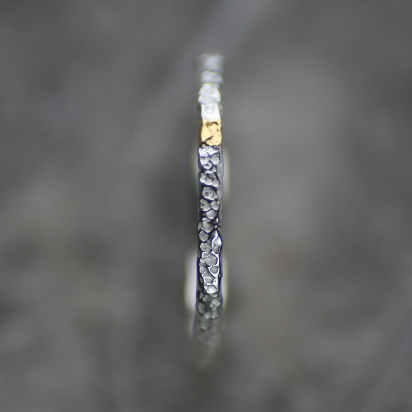 Dot Textured Silver & Gold Textured Skinny Stacking Ring image 2