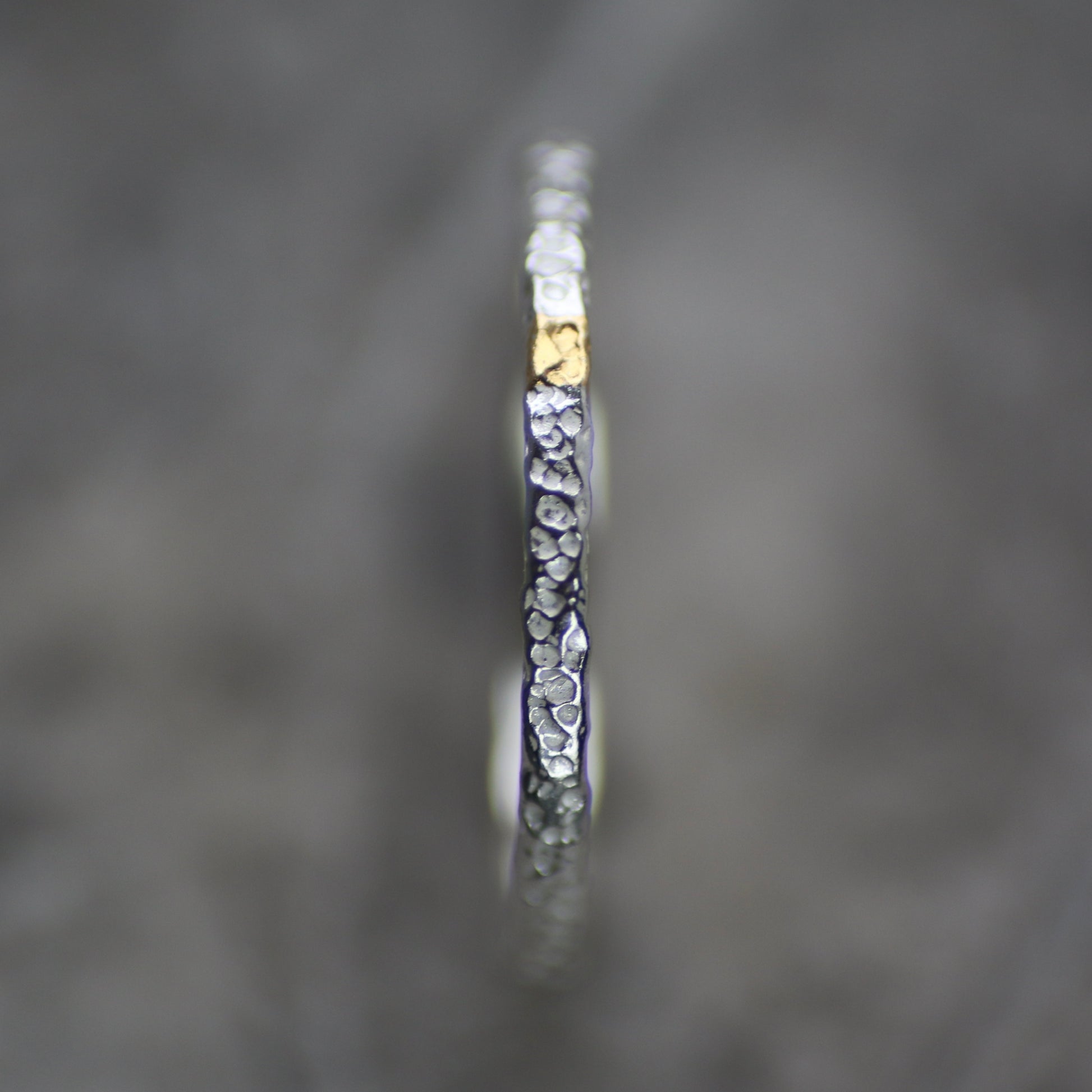 Dot Textured Silver & Gold Textured Skinny Stacking Ring image 2