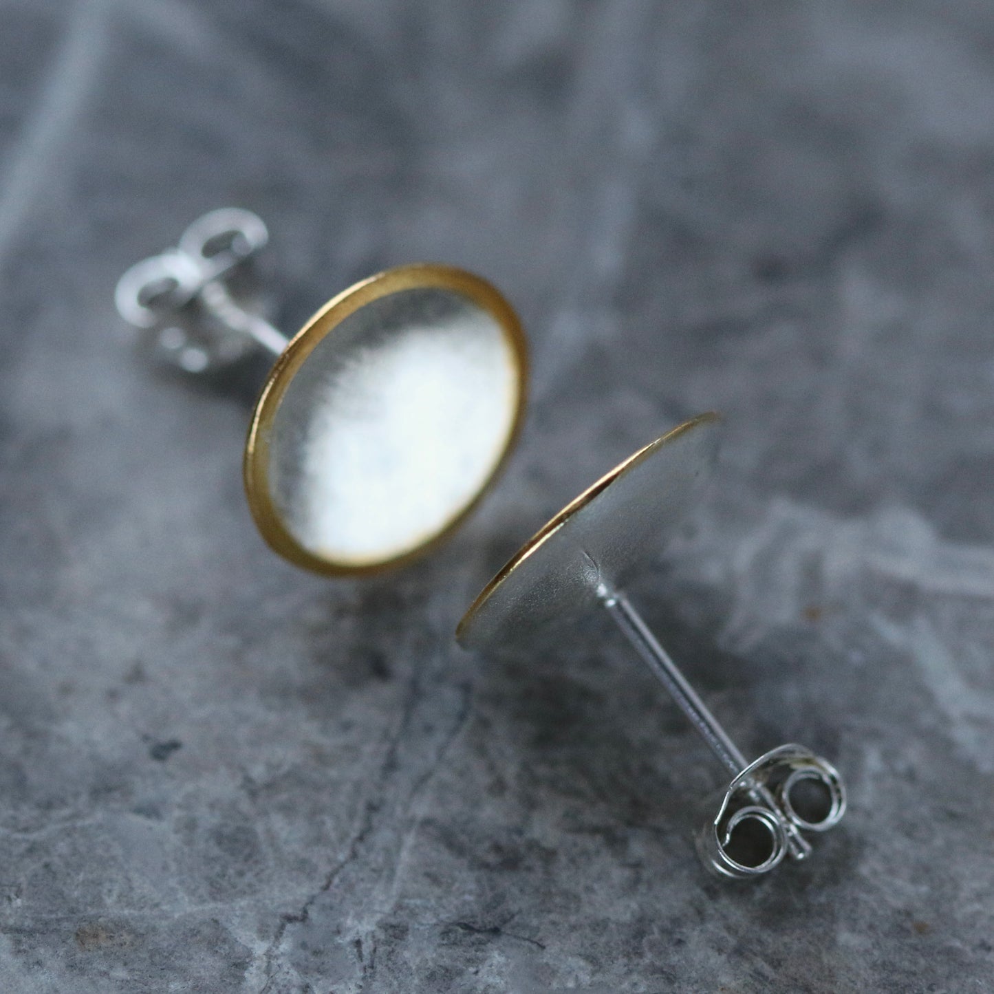Silver + Gold Concave Disc Studs image 6