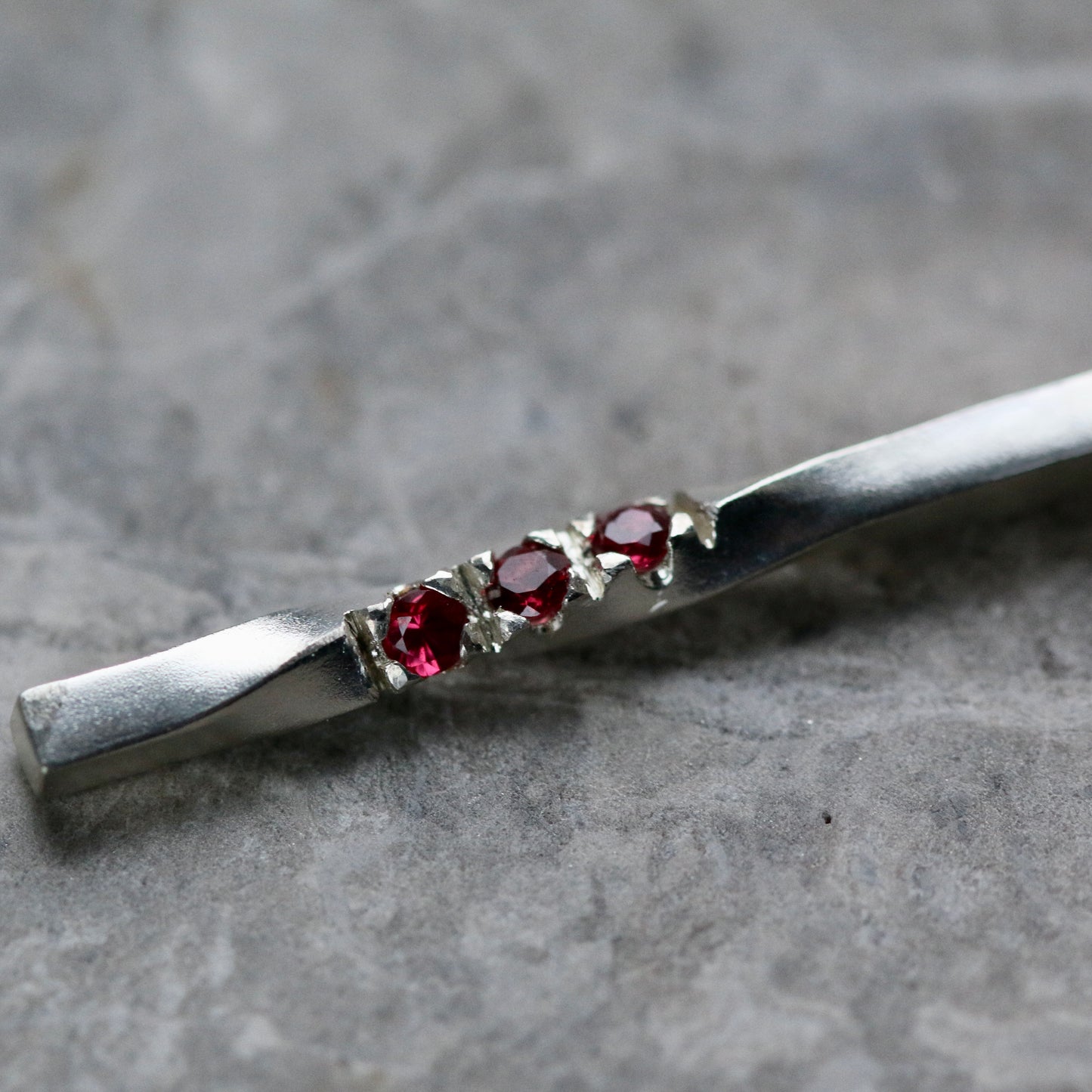 Triple Red Spinel Twist Silver Pendant image 2