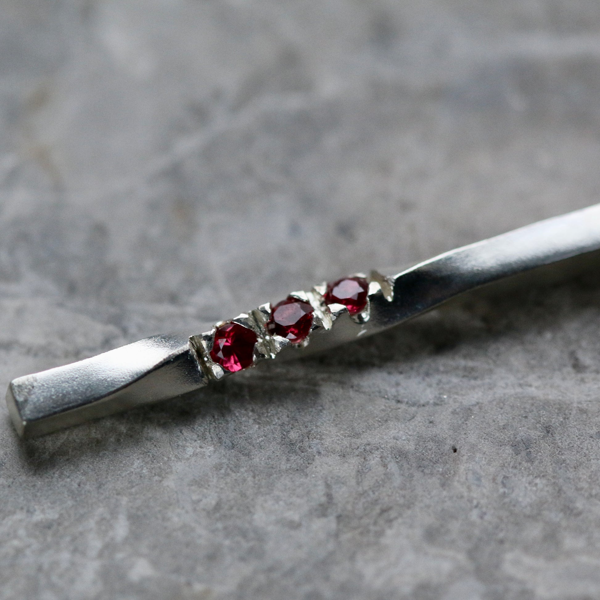 Triple Red Spinel Twist Silver Pendant image 2