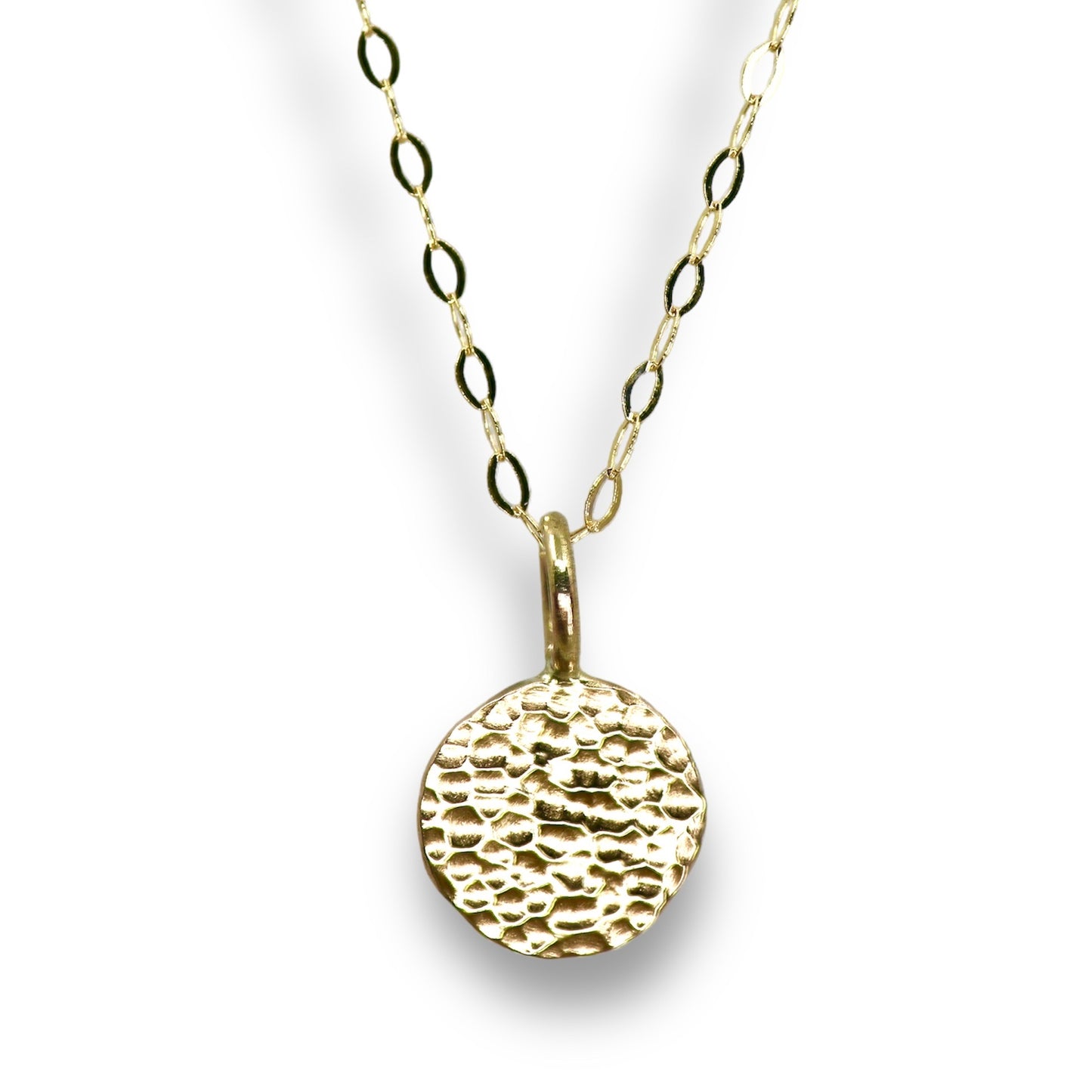 Solid Recycled 9ct Gold Hammered Disc Pendant Necklace image 0