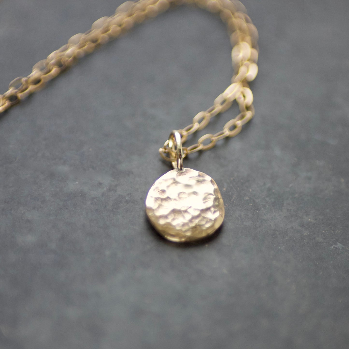 Solid Recycled 9ct Gold Hammered Disc Pendant Necklace image 4
