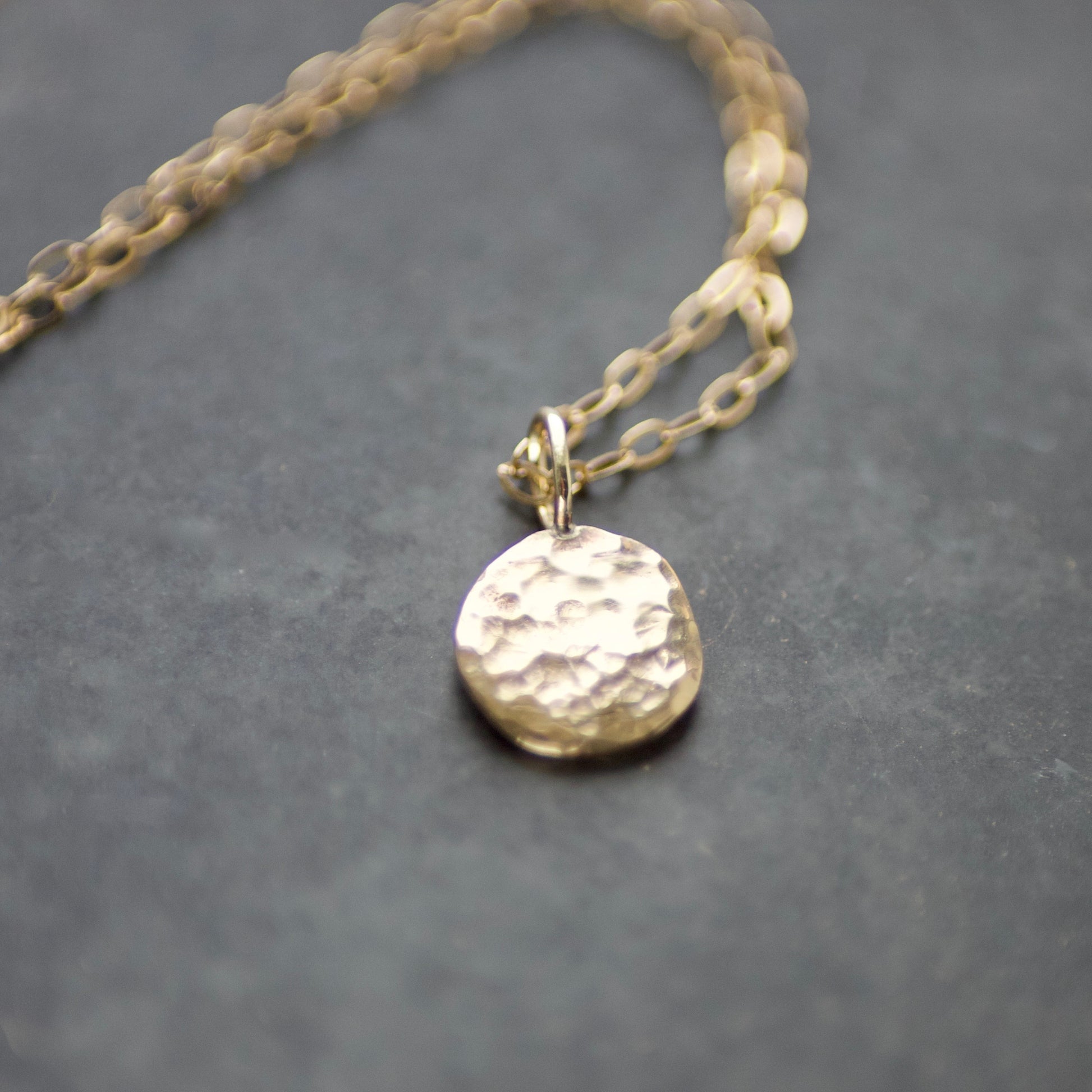 Solid Recycled 9ct Gold Hammered Disc Pendant Necklace image 4