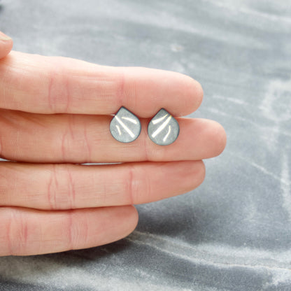 LC Oxidised 10mm Stripe Keum Boo Stud Earrings image 2