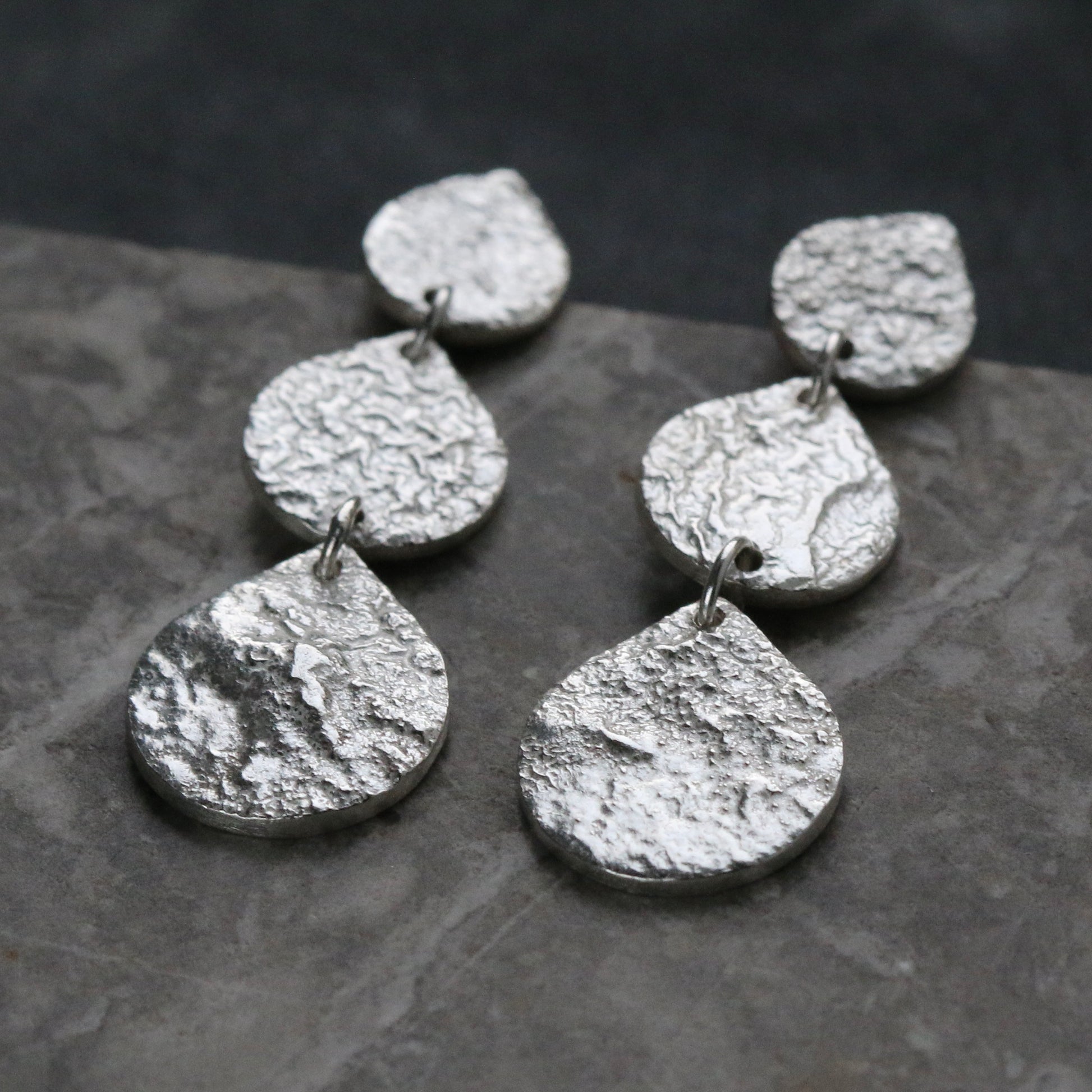 Triple Teardrop Silver Earrings image 0