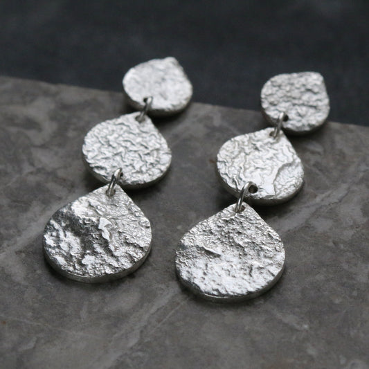 Triple Teardrop Silver Earrings image 0