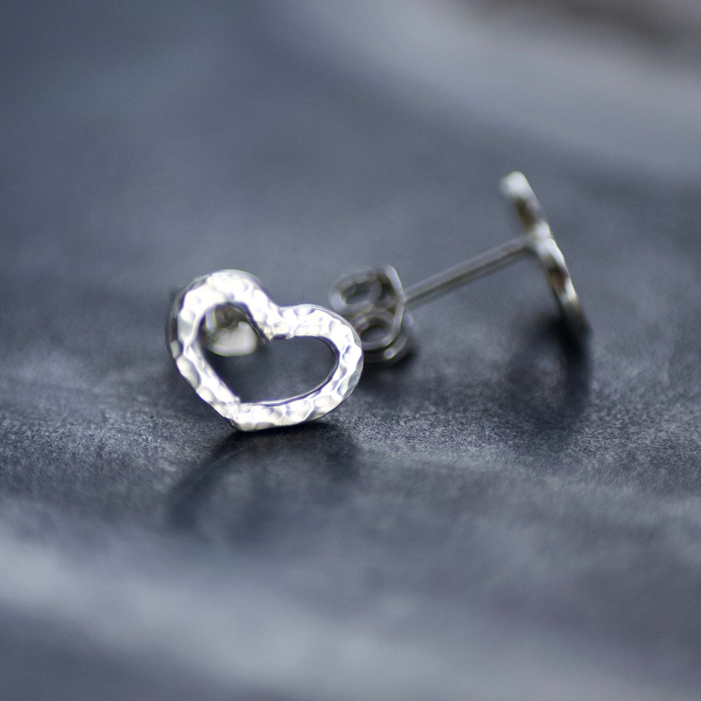 Sterling Silver Open Heart Stud Earrings image 1