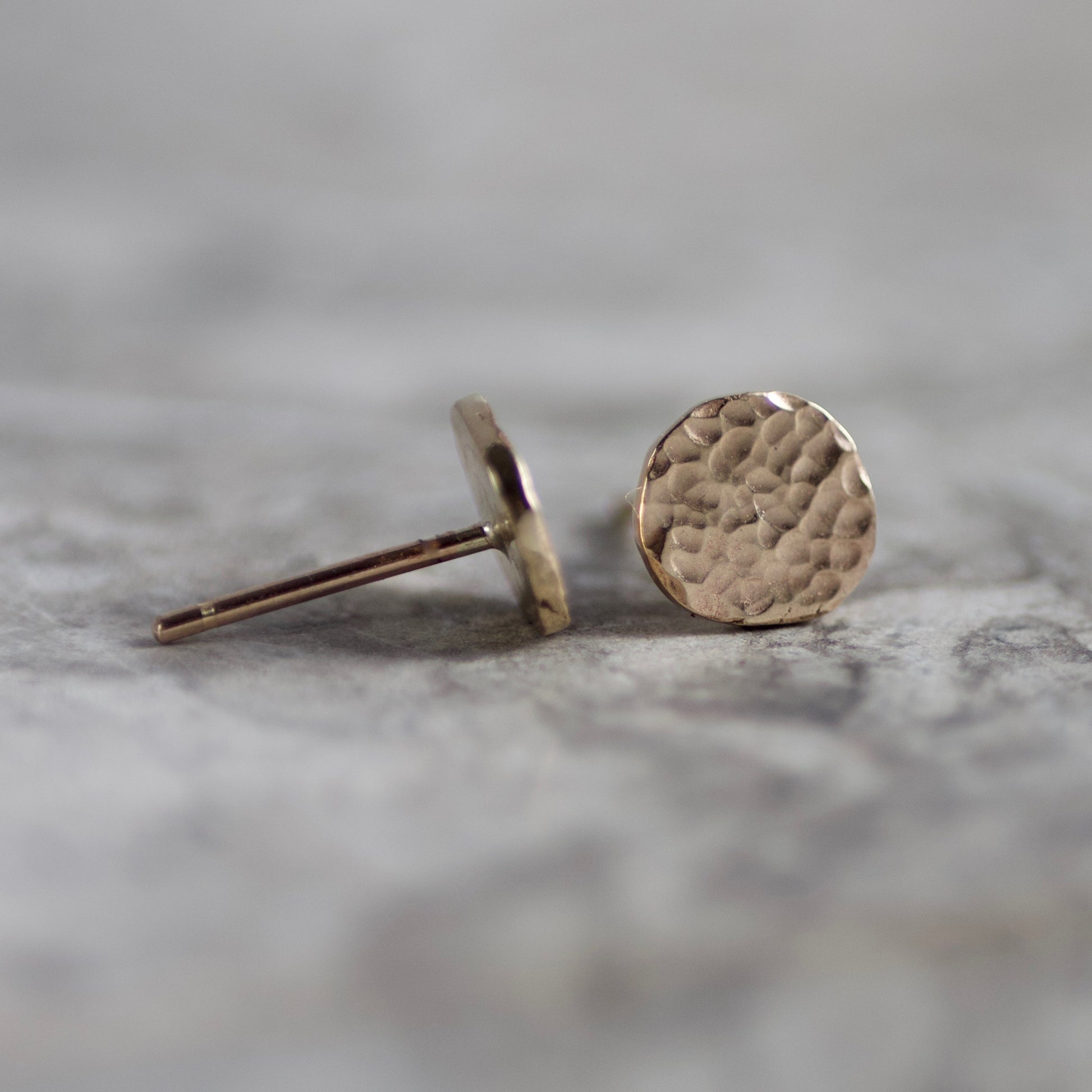 Recycled Solid 9ct Gold Hammered Disc Studs image 4