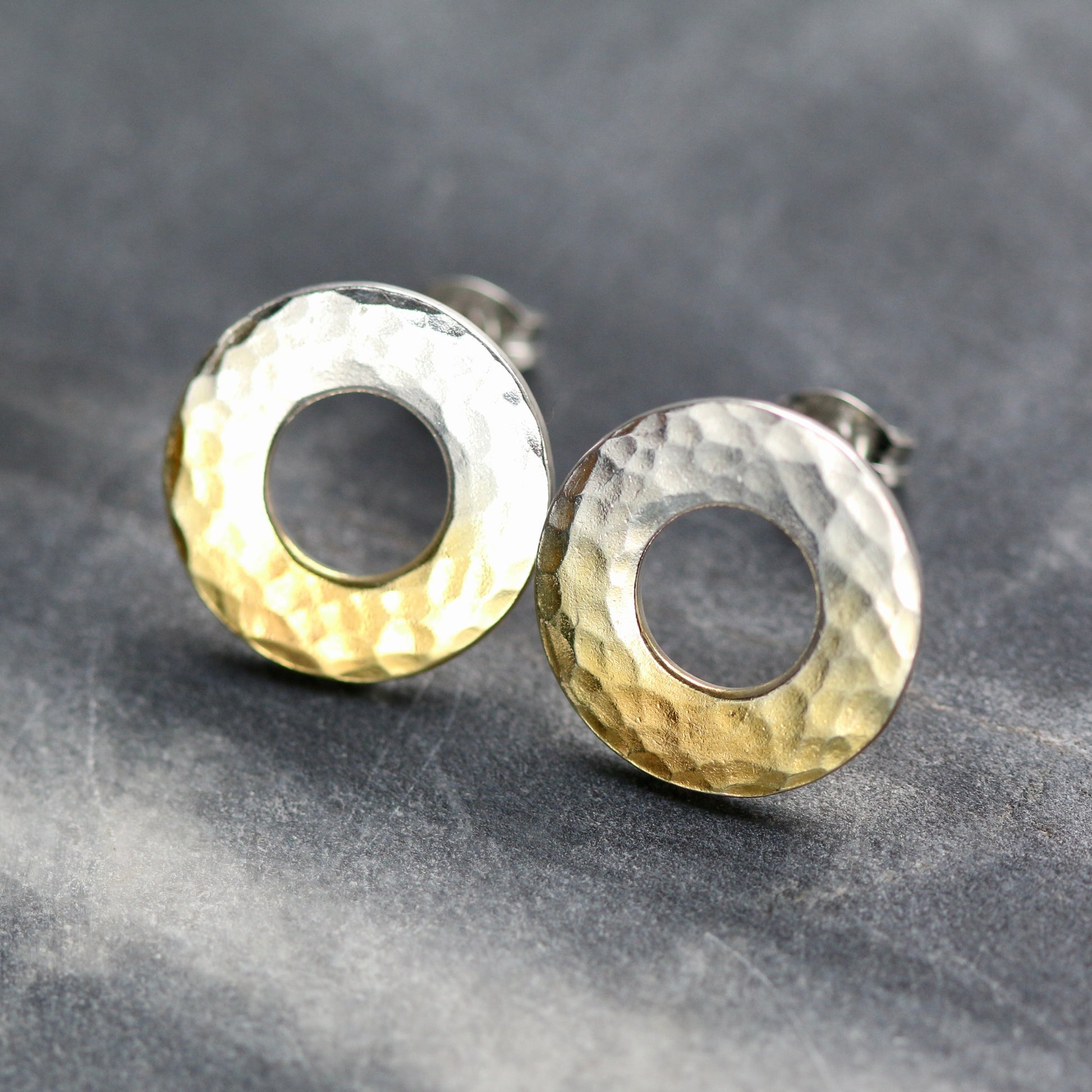 15mm Fade Hammered Wide Washer Studs image 1