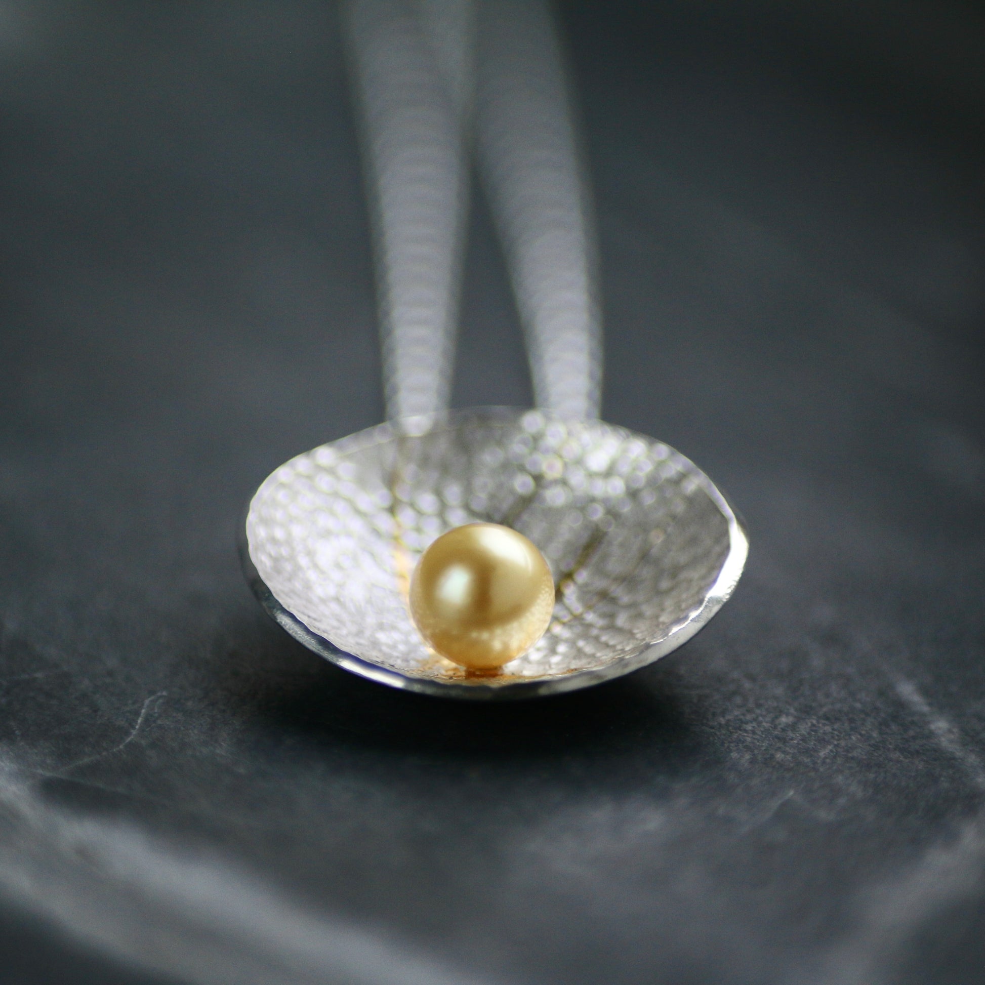 Akoya Pearl Silver & Gold Textured Pendant image 3